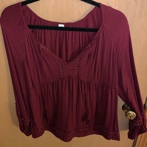 Maroon long sleeve blouse